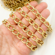 Gold Plated 925 Sterling Silver Textured Oval Link Chains